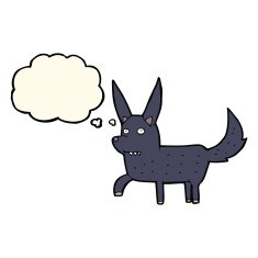 cartoon wild dog with thought bubble N6