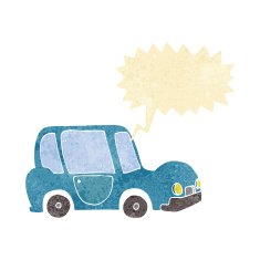 cartoon car with speech bubble