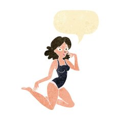 cartoon woman in lingerie with speech bubble N2
