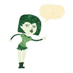 cartoon vampire girl with speech bubble N2