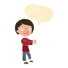 Cartoon happy boy with speech bubble N2