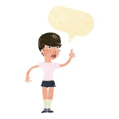 cartoon woman with idea speech bubble N4