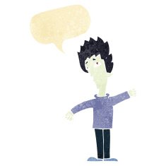 cartoon vampire man with speech bubble N2