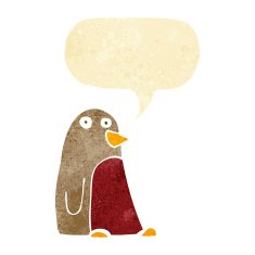 cartoon robin with speech bubble