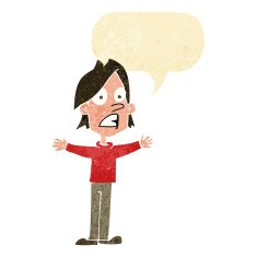 cartoon frightened man with speech bubble N3
