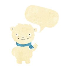 cartoon cute polar bear with speech bubble N2