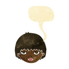 cartoon girl staring with speech bubble