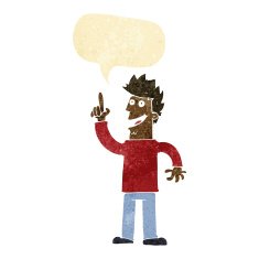 cartoon man with great new idea speech bubble