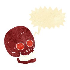 cartoon skull with speech bubble
