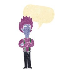 cartoon vampire man with speech bubble N4