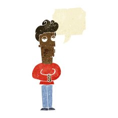 cartoon arrogant man with speech bubble