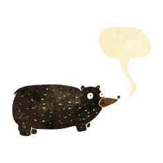funny cartoon bear with speech bubble