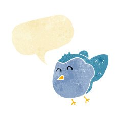 cartoon bird with speech bubble N3