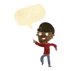cartoon happy man with speech bubble N3