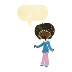 cartoon happy woman with speech bubble N2