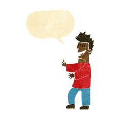 cartoon laughing man with speech bubble