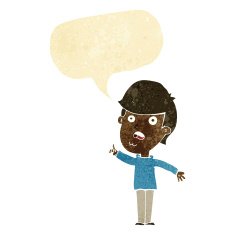 cartoon man asking question with speech bubble N2