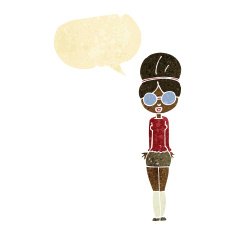 cartoon librarian woman with speech bubble