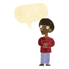 cartoon nervous man with speech bubble N3