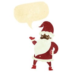 cartoon santa claus with speech bubble