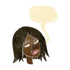 cartoon annoyed woman with speech bubble N2