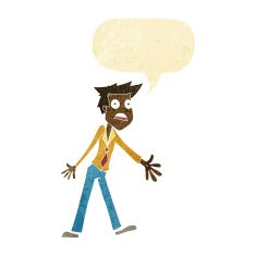 cartoon stressed man with speech bubble N3