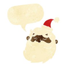 cartoon santa claus face with speech bubble