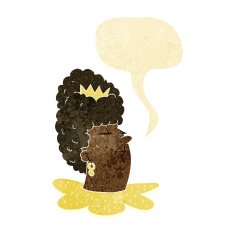 cartoon queen head with speech bubble
