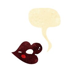 cartoon glossy lips with speech bubble