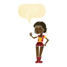 cartoon cool girl with speech bubble