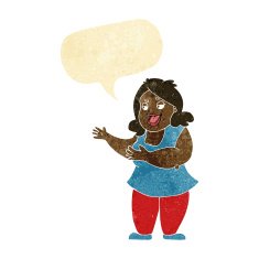 cartoon woman singing with speech bubble