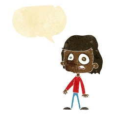 cartoon worried boy with speech bubble