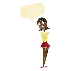 cartoon happy woman with speech bubble N6