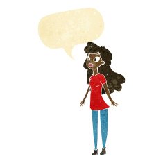 cartoon pretty girl with speech bubble N2