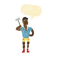 cartoon lumberjack with speech bubble