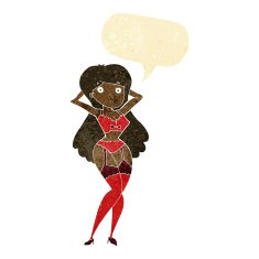 cartoon woman in lingerie with speech bubble N4