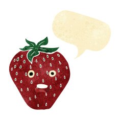 cartoon strawberry with speech bubble N2