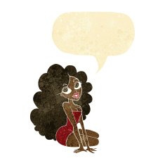 cartoon pretty woman with speech bubble