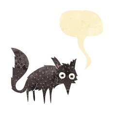 funny cartoon little wolf with speech bubble