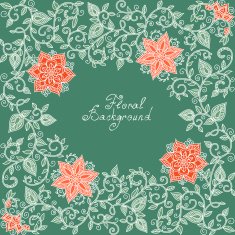 vector red and green floral pattern