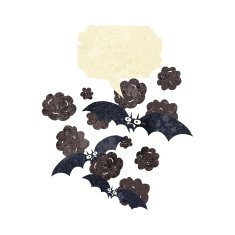 cartoon vampire bats with speech bubble