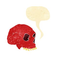 cartoon spooky skull with speech bubble N6