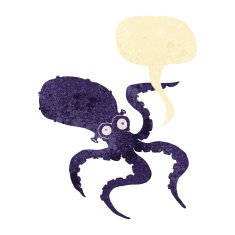 cartoon octopus with speech bubble N2