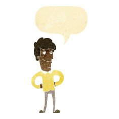cartoon happy man with speech bubble N7