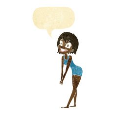 cartoon excited woman with speech bubble N4