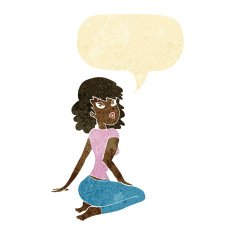 cartoon pretty woman with speech bubble N2