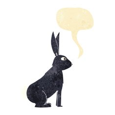 cartoon rabbit with speech bubble