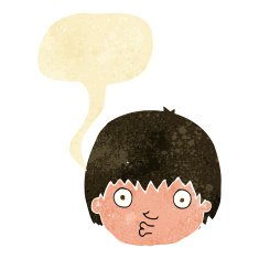 cartoon curious boy with speech bubble N2