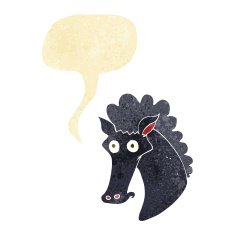 cartoon horse head with speech bubble