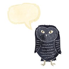 Cartoon owl with speech bubble N3
